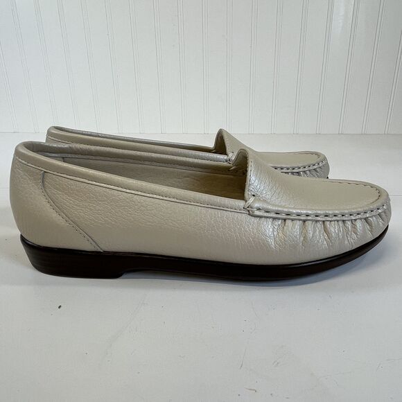 SAS Simplify Loafer Shoe Everyday Leather Pearl Bone Size 9 Med. Tripad Comfort - Picture 8 of 9